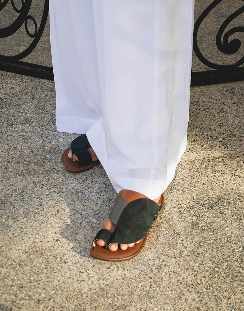 men sandals black suede leather low heel florra