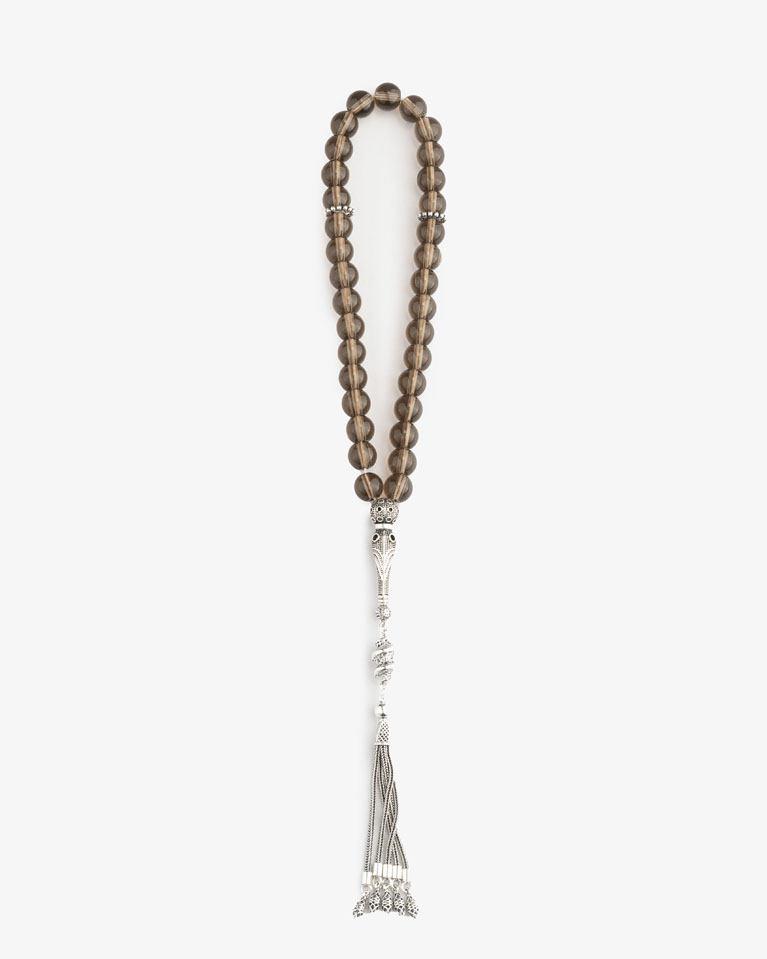 سبحة فضة كوارتز دخاني