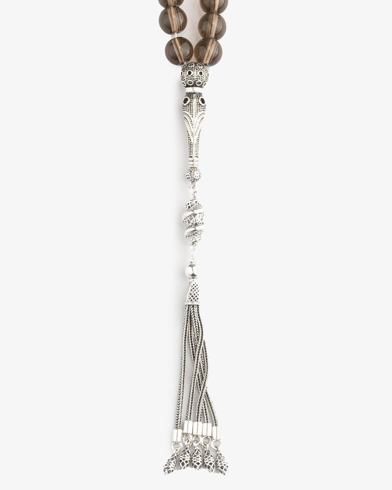 سبحة فضة كوارتز دخاني