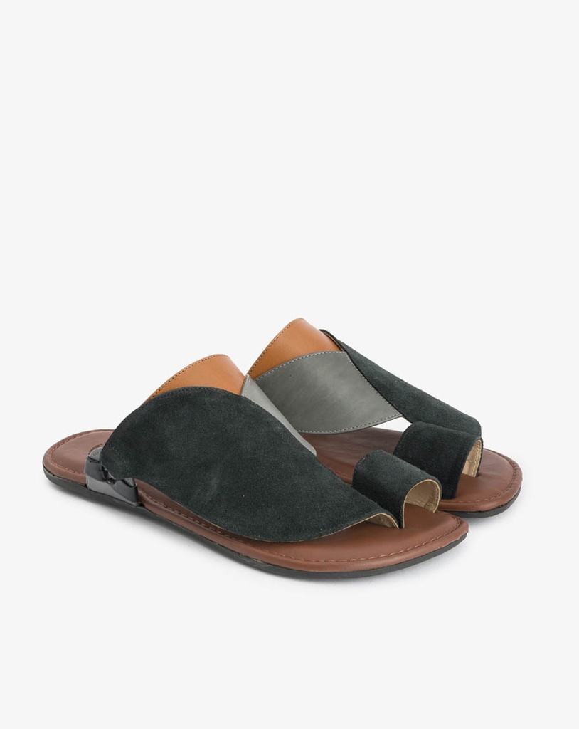 men sandals black suede leather low heel florra