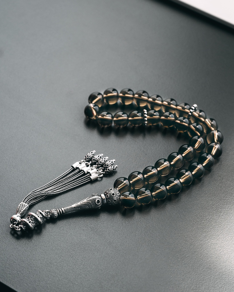 سبحة فضة كوارتز دخاني