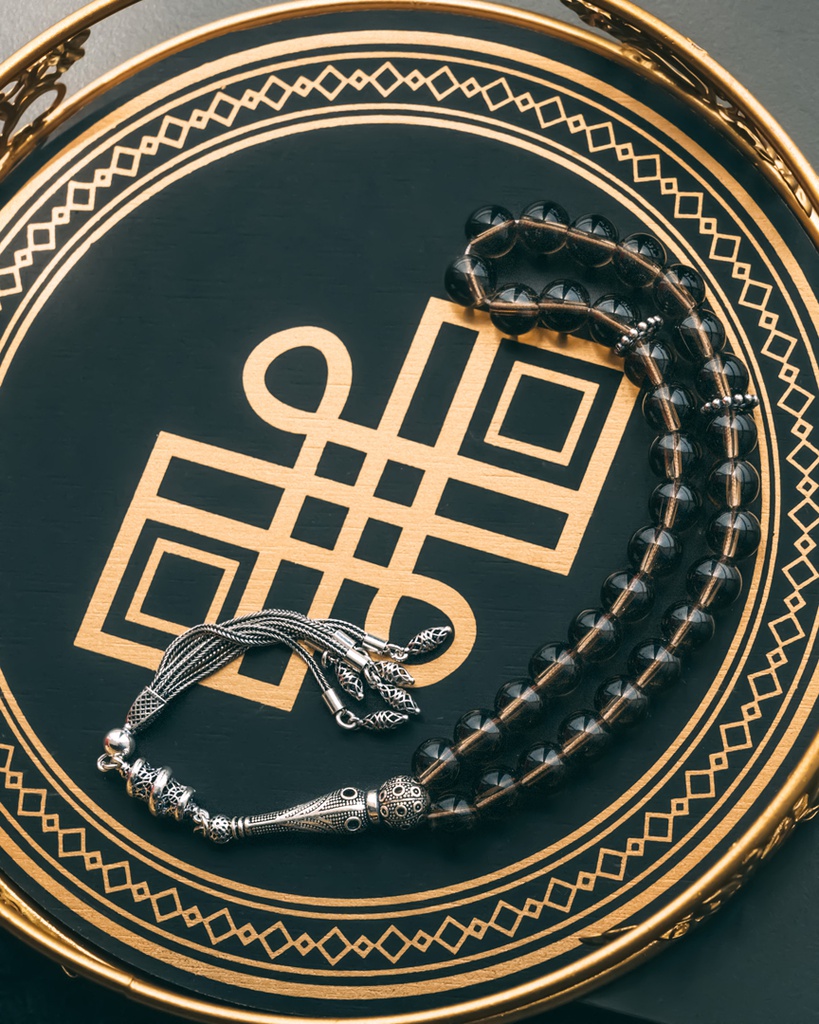 سبحة فضة كوارتز دخاني