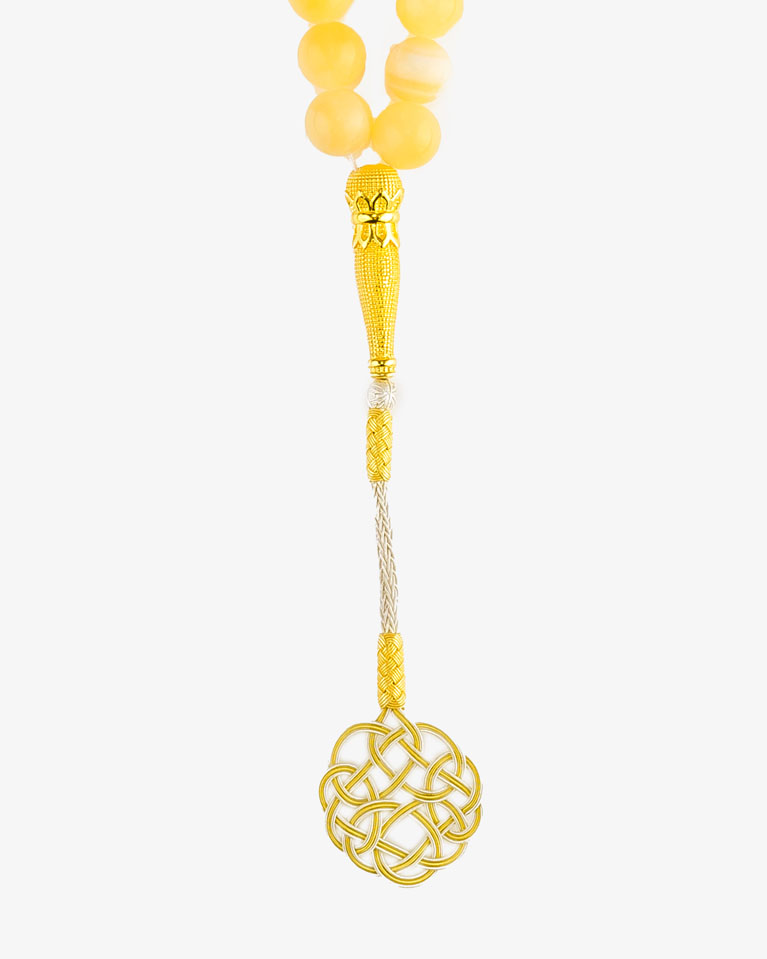 سبحة حجر جاد الاصفر