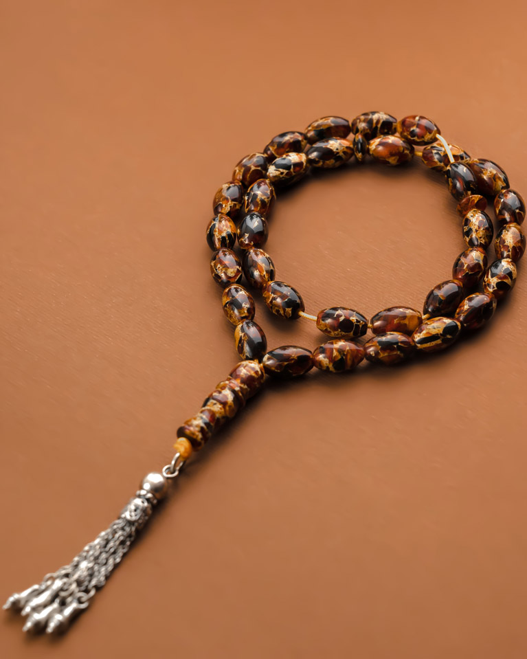 AMBER ROSARY SILVER ROS439BN