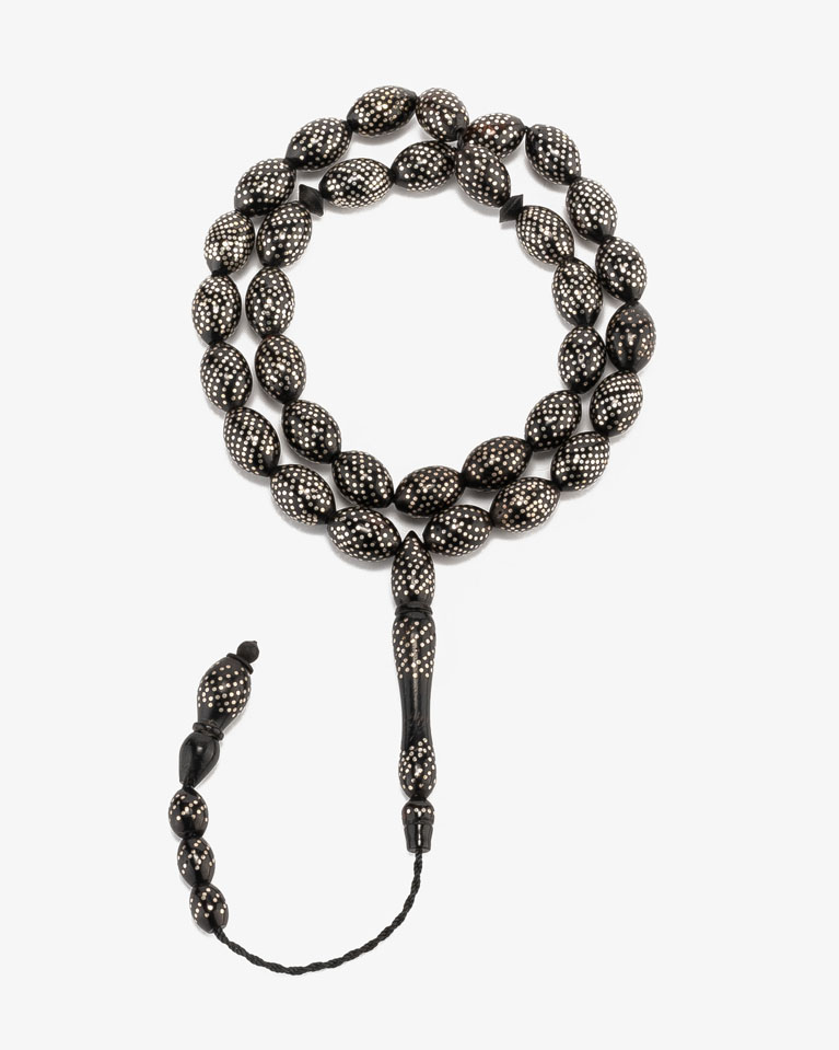 COOK WOOD SILVER ROSARY ROS428BK