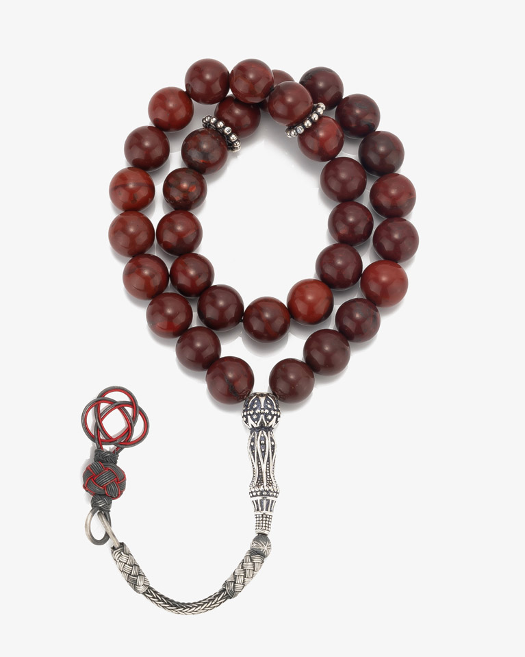 سبحة فضة حجر بني