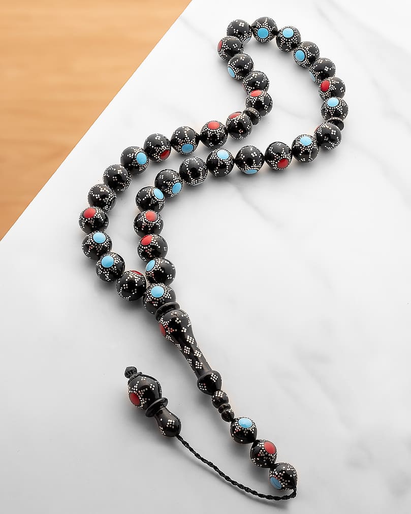 سبحة فاخرة كوك طبيعي بالفضة الخالصة