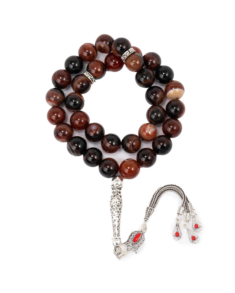 BROWN STRIPE AGATE ROSARY ROS245BN