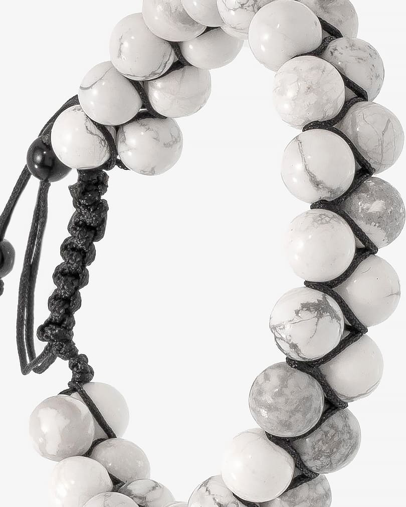 اسوره حجر الهاوليت الأبيض بعروق سوداء مضفر