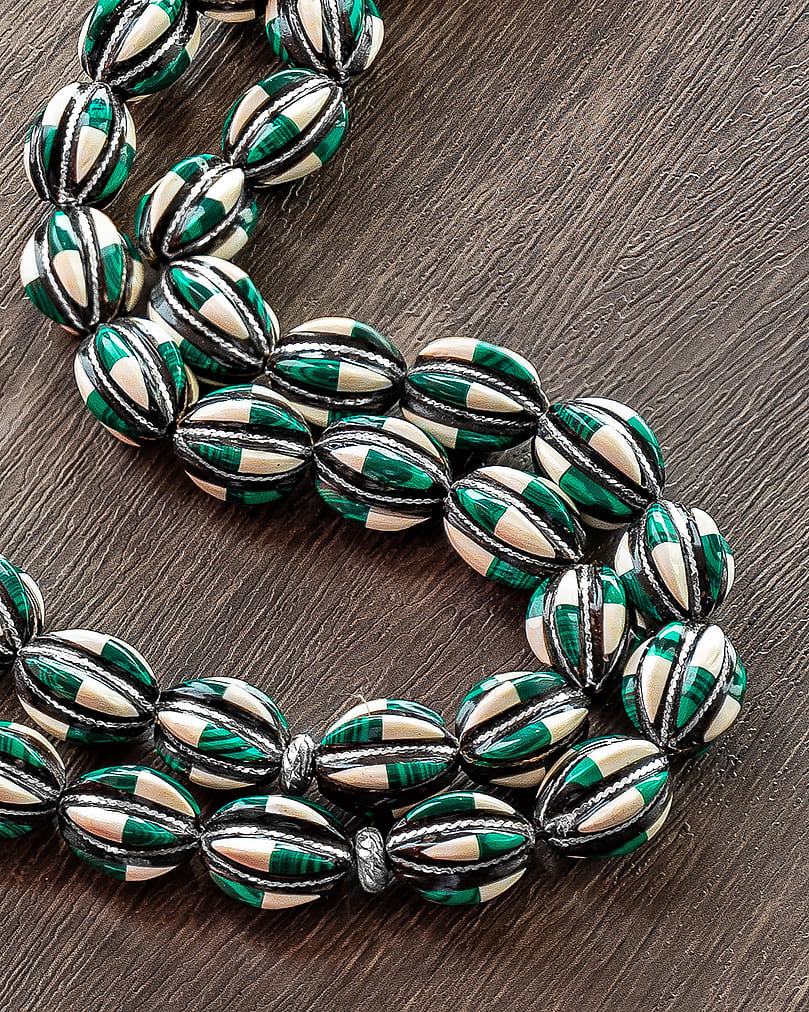 سبحة يسر فضة شبيه العاج والملاكيت