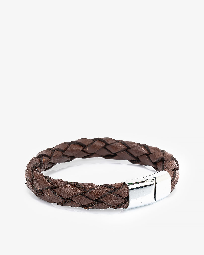 سوار معصم رجالي بجلد بني