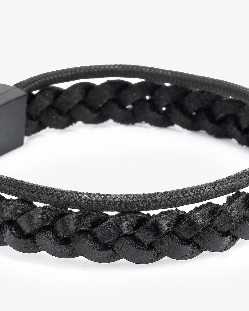 Hand bracelet black for a man BRA704BK