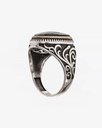 Agate black silver men ring RING011BK