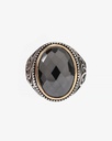 Agate black silver men ring RING011BK