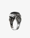 Agate black silver men ring RING021BK