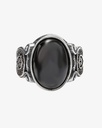 Agate black silver men ring RING021BK