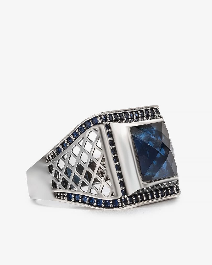 Blue Stone Men Silver Ring RING015BL