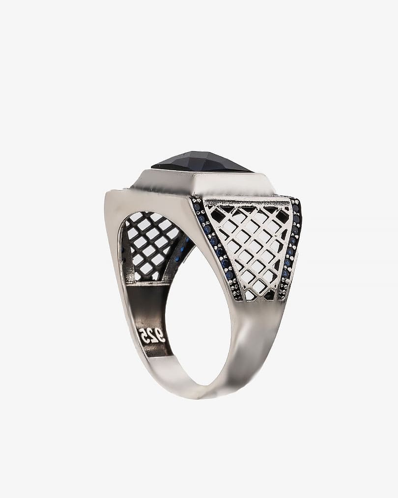 Blue Stone Men Silver Ring RING015BL