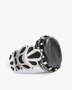 Agate black silver men ring RING005BK