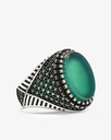 Agate green silver men ring RING009GN