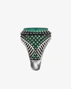Agate green silver men ring RING009GN