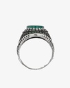 Agate green silver men ring RING009GN