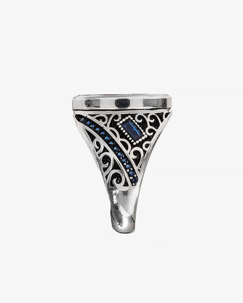 Agate Stone Silver Men Ring RING030BN