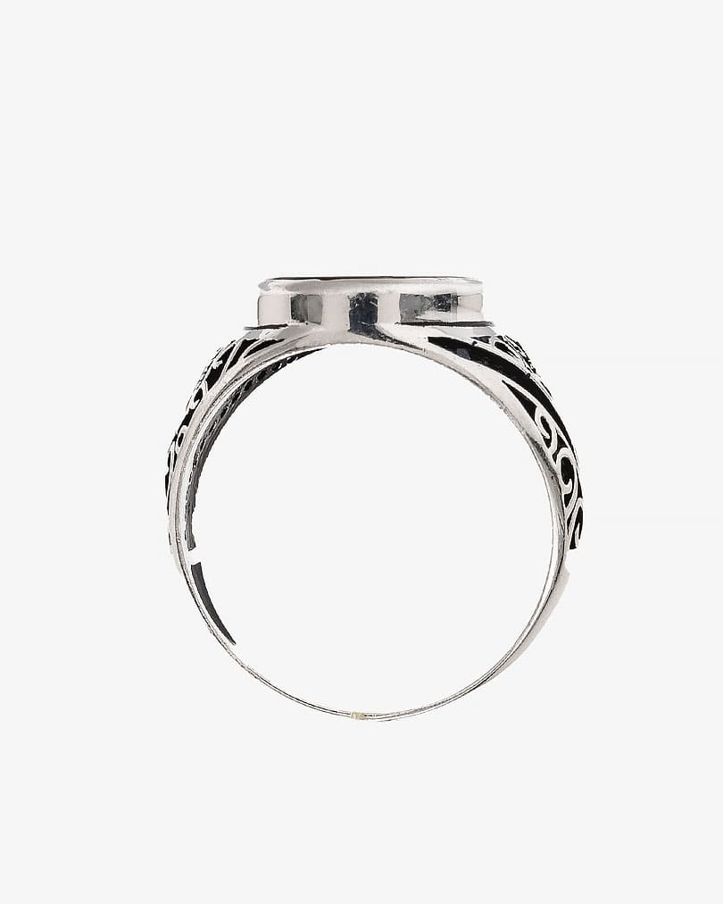 Agate Stone Silver Men Ring RING030BN