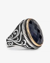 Agate blue silver men ring RING010BL