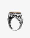 Agate black silver men ring RING012BK