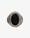 Agate black silver men ring RING012BK