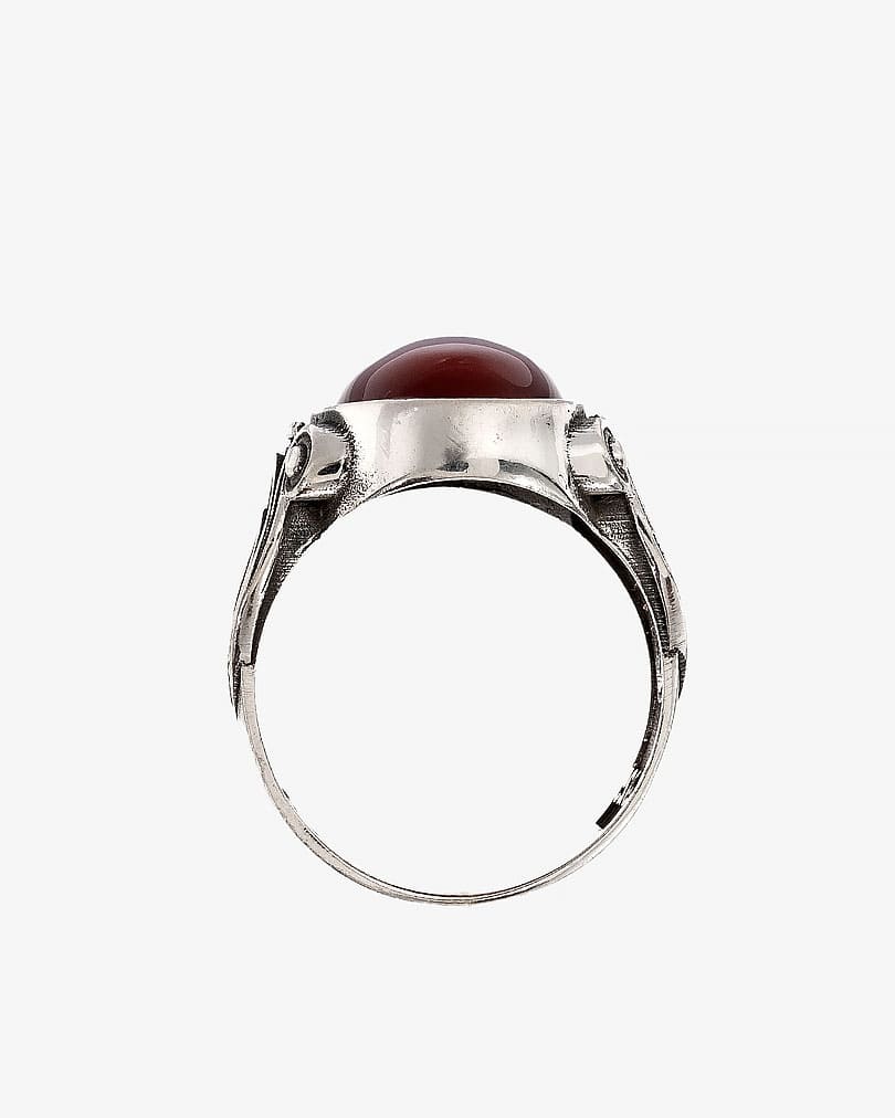 Agate brown silver men ring RING022BN