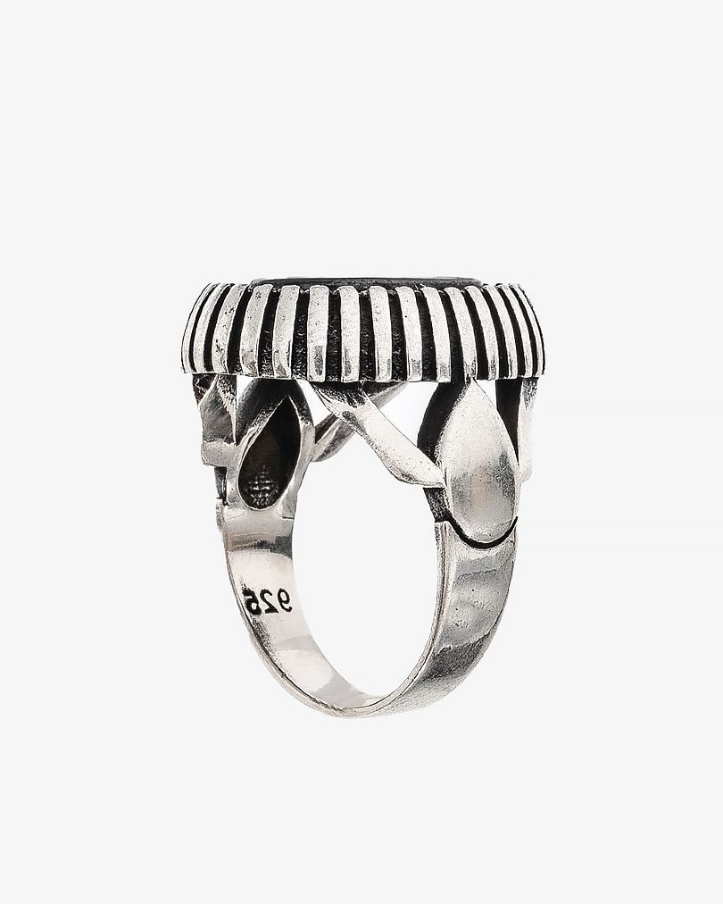 Agate Stone Men Silver Ring RING019BK