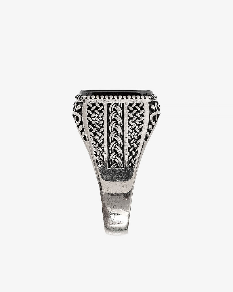 Agate brown silver men ring RING026BN