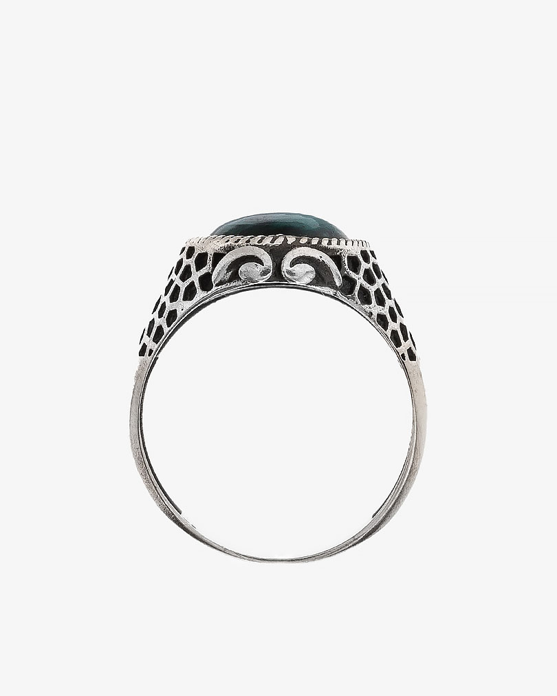 Amethyst green silver men ring RING003GN