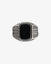 Agate black silver men ring RING027BK