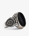 Agate black silver men ring RING020BK