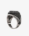 Agate black silver men ring RING007BK