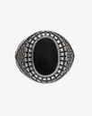 Agate black silver men ring RING007BK