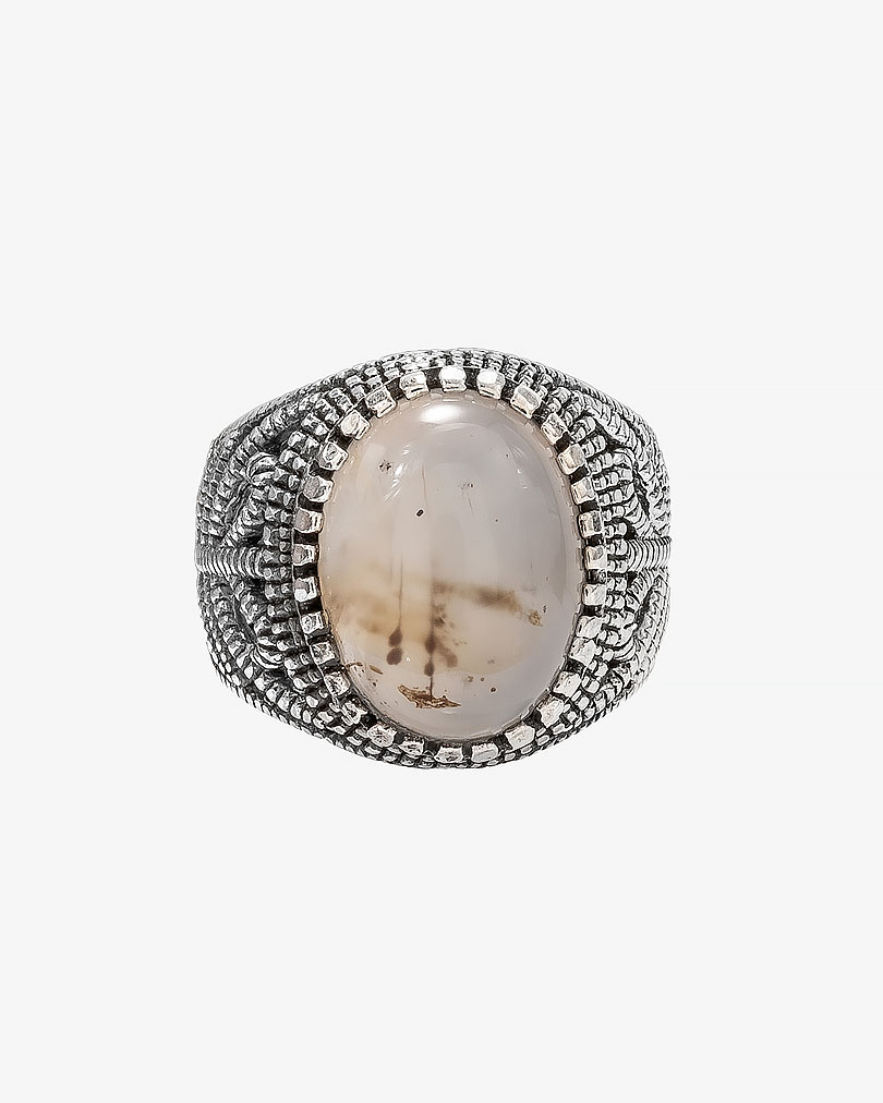 Agate white silver men ring RING001WH