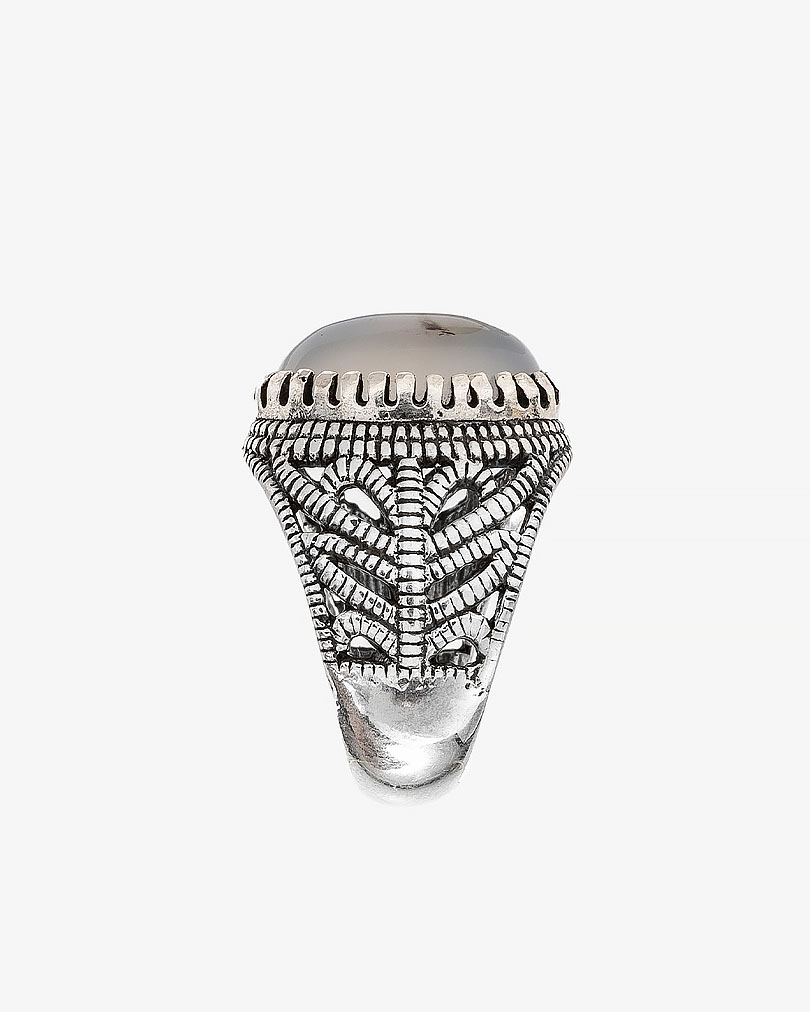 Agate white silver men ring RING001WH