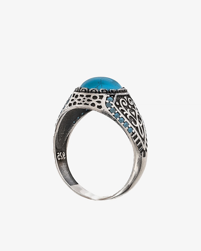 Turquoise stone Men Silver Ring RING004BL
