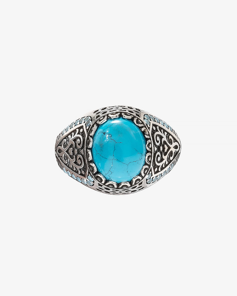 Turquoise stone Men Silver Ring RING004BL