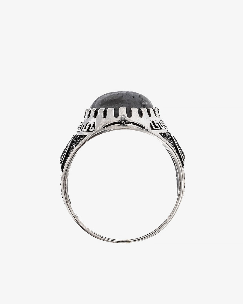 Agate Stone Silver Men Ring RING034GY