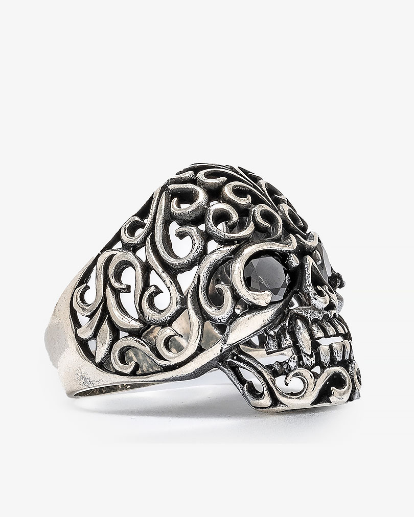 Skull Silver men ring RING047BK