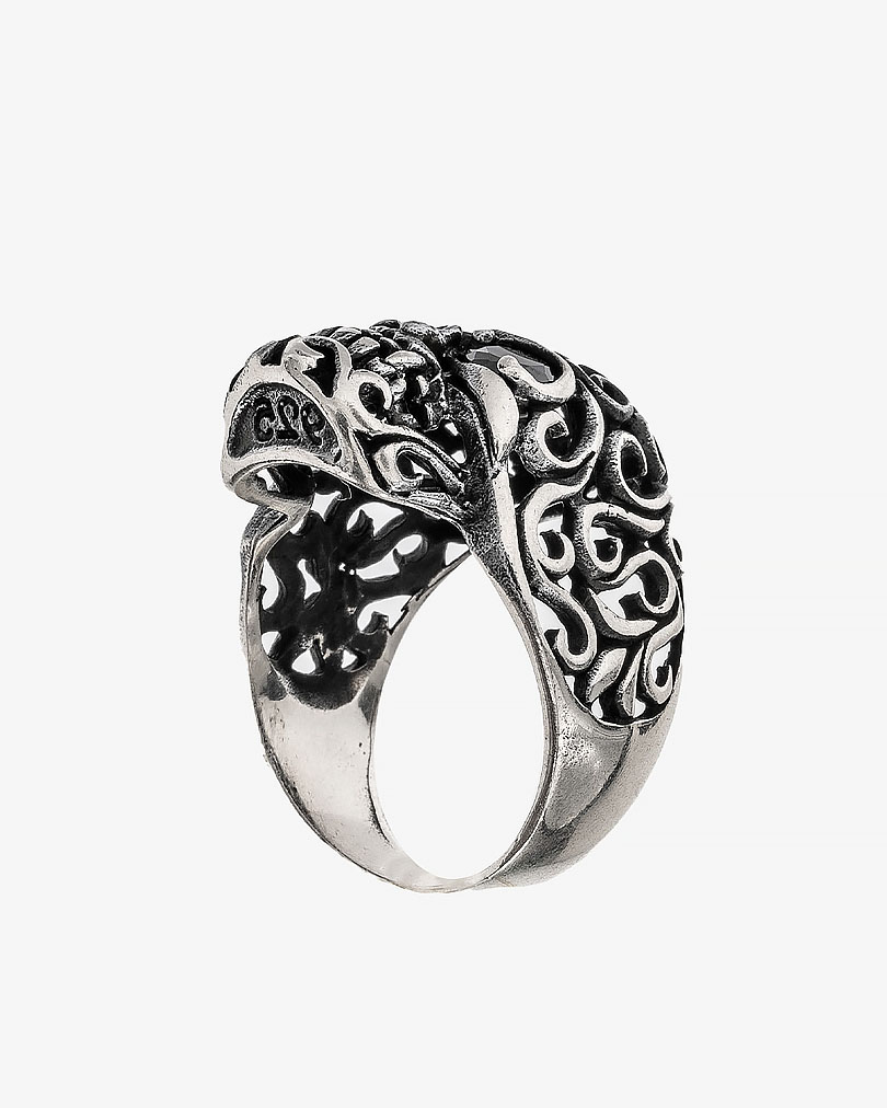 Skull Silver men ring RING047BK