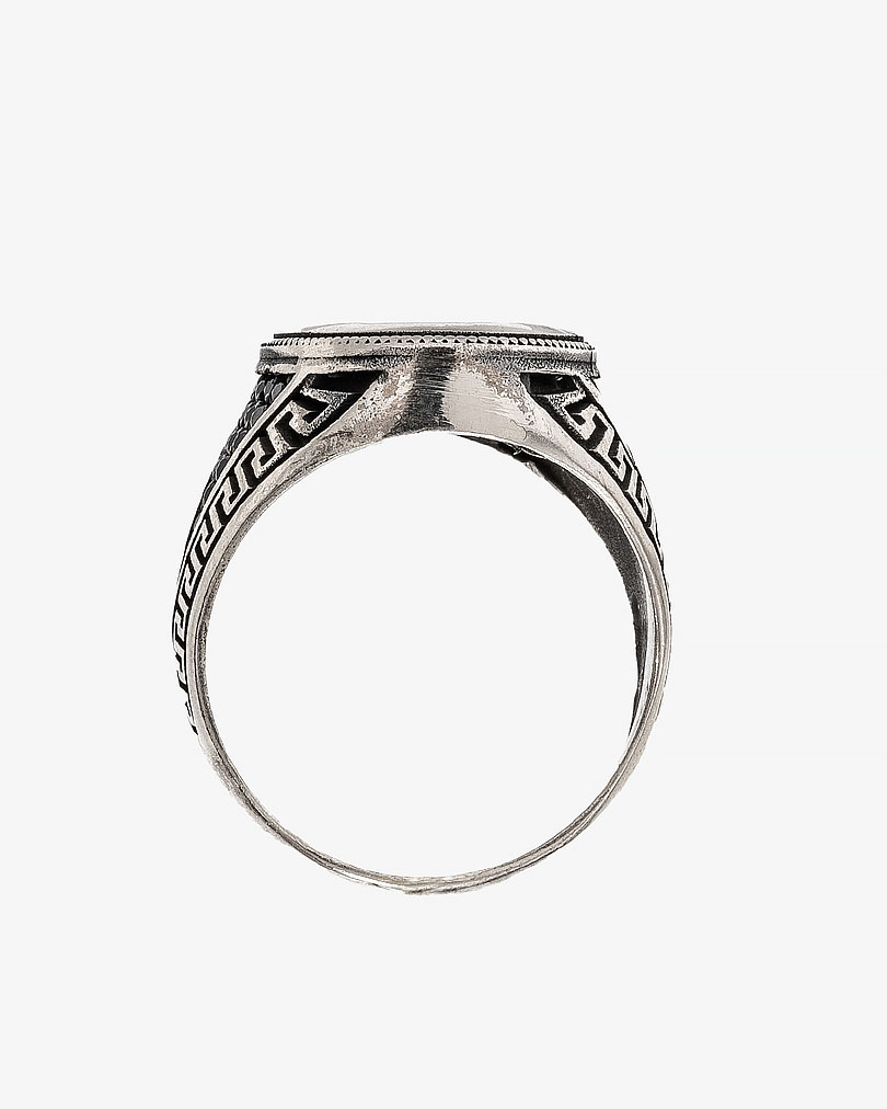 Agate Stone Silver Men Ring RING037BK