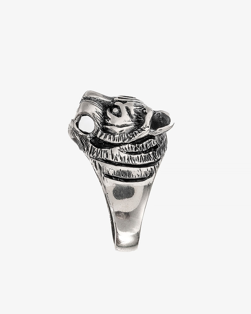 خاتم رجالي فضة 925 نحت رأس نمر احترافي أصلي