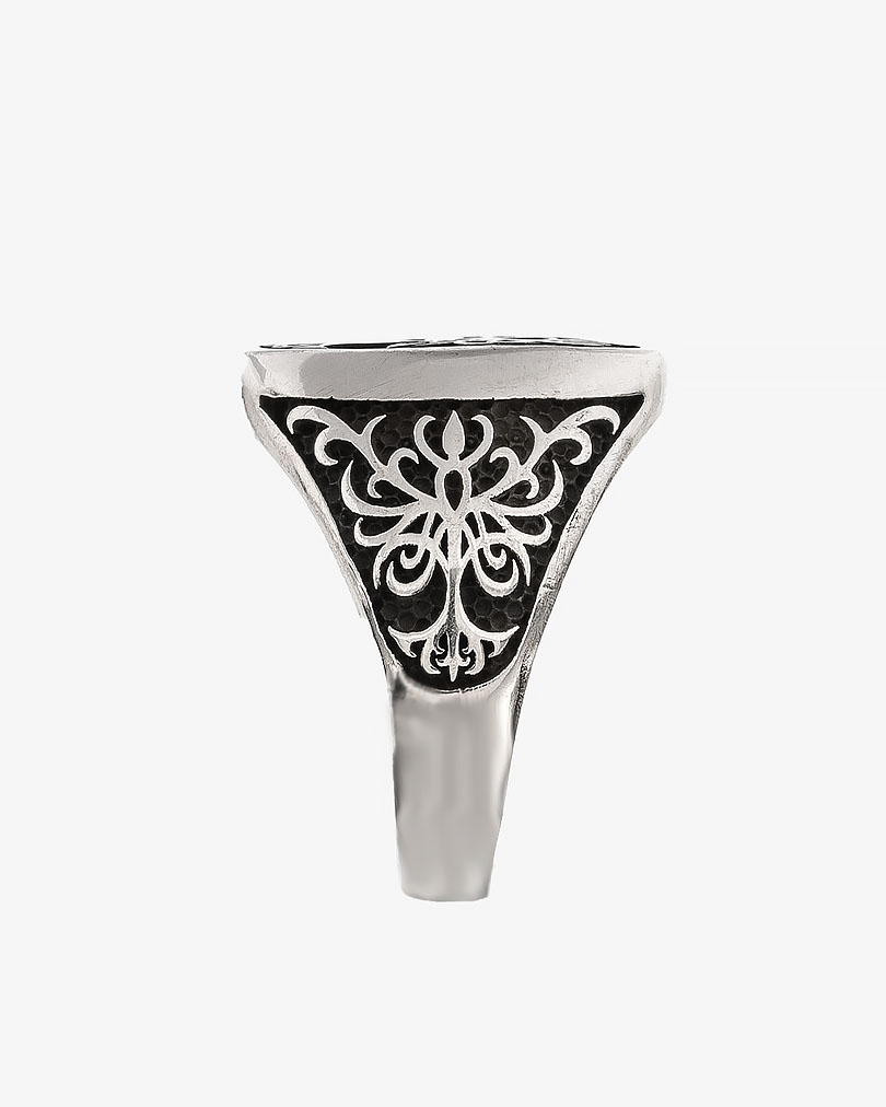 خاتم رجالي فضة شجرة الحياة عيار 925 منقوش