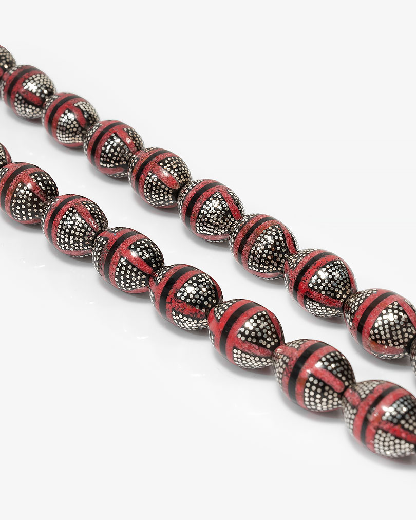 Cook red coral rosary silver ROS4800RD